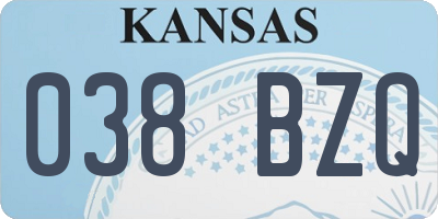 KS license plate 038BZQ