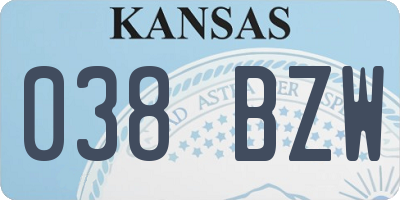 KS license plate 038BZW