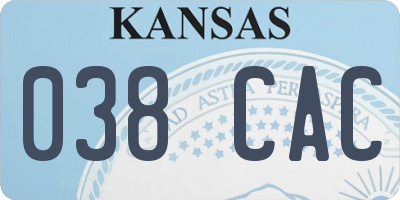 KS license plate 038CAC