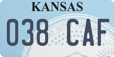 KS license plate 038CAF