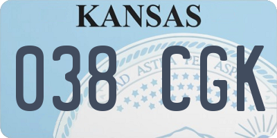 KS license plate 038CGK