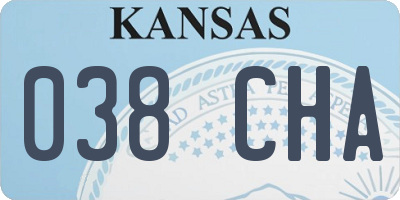 KS license plate 038CHA