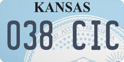 KS license plate 038CIC