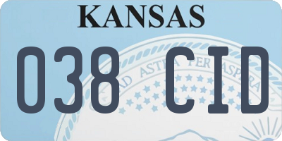 KS license plate 038CID