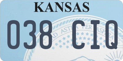 KS license plate 038CIQ