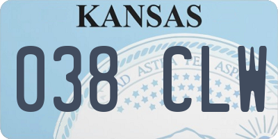 KS license plate 038CLW