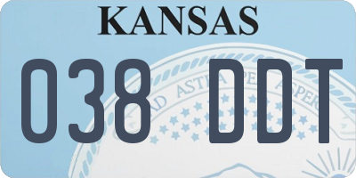 KS license plate 038DDT
