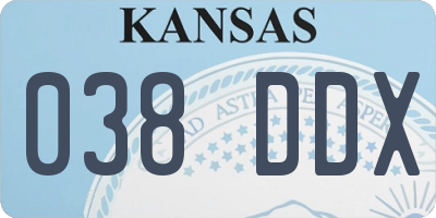 KS license plate 038DDX
