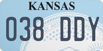 KS license plate 038DDY