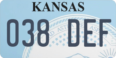 KS license plate 038DEF