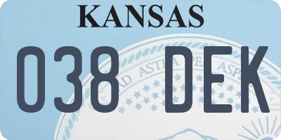 KS license plate 038DEK