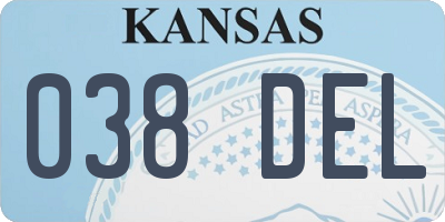 KS license plate 038DEL
