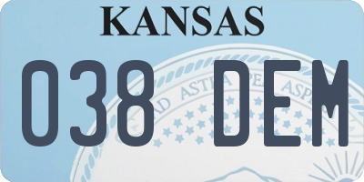 KS license plate 038DEM