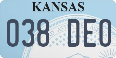 KS license plate 038DEO
