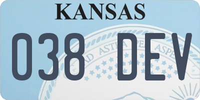KS license plate 038DEV