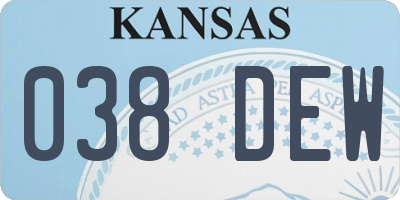 KS license plate 038DEW