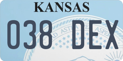 KS license plate 038DEX
