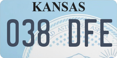 KS license plate 038DFE