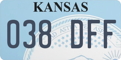 KS license plate 038DFF