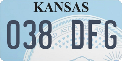 KS license plate 038DFG