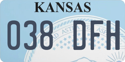KS license plate 038DFH