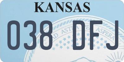 KS license plate 038DFJ
