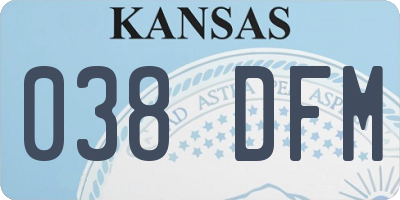 KS license plate 038DFM