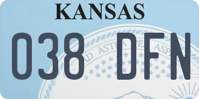 KS license plate 038DFN