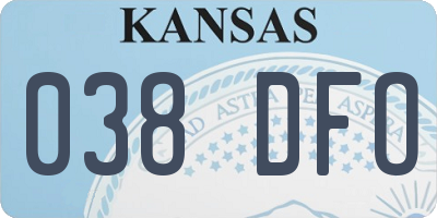 KS license plate 038DFO