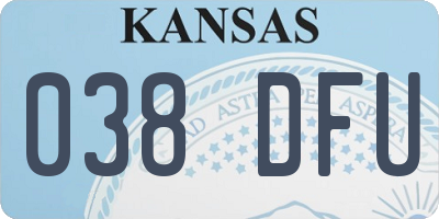 KS license plate 038DFU