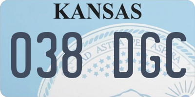 KS license plate 038DGC