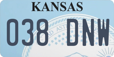 KS license plate 038DNW