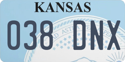KS license plate 038DNX