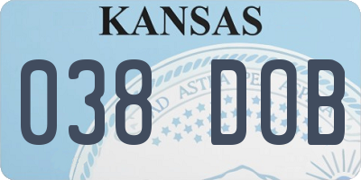 KS license plate 038DOB