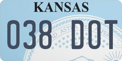 KS license plate 038DOT