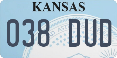 KS license plate 038DUD