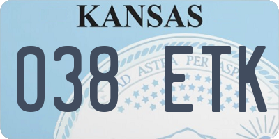 KS license plate 038ETK