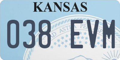KS license plate 038EVM
