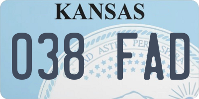 KS license plate 038FAD