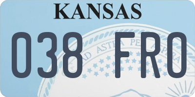 KS license plate 038FRO