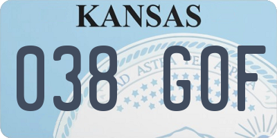 KS license plate 038GOF