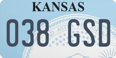 KS license plate 038GSD
