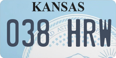 KS license plate 038HRW