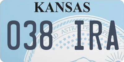 KS license plate 038IRA