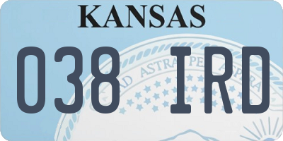 KS license plate 038IRD