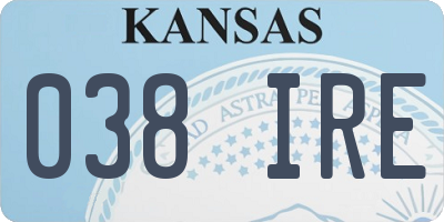 KS license plate 038IRE