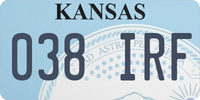 KS license plate 038IRF
