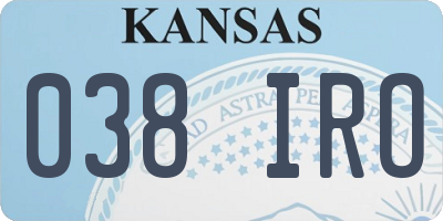 KS license plate 038IRO