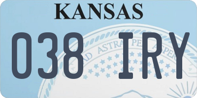 KS license plate 038IRY