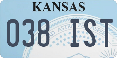 KS license plate 038IST